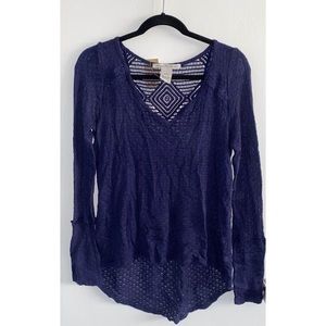 SOLD - American Rag Boho navy crochet top